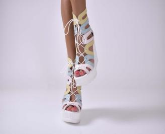 Дамски сандали естественна кожа на платформа ортопедична стелка  шарени EOBUVKIBG