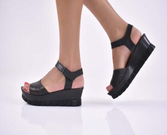 Дамски сандали естественна кожа  черни EOBUVKIBG