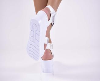 Дамски сандали  естествена кожа бели EOBUVKIBG 3