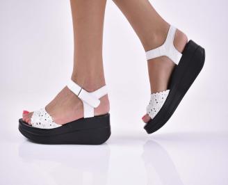 Дамски сандали естественна кожа бели EOBUVKIBG