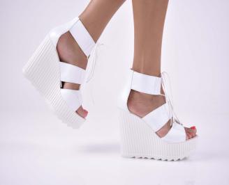 Дамски сандали естественна кожа   бели EOBUVKIBG