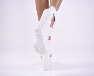 Дамски сандали естественна кожа   бели EOBUVKIBG