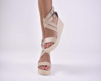 Дамски сандали  естествена кожа  
бежови EOBUVKIBG
