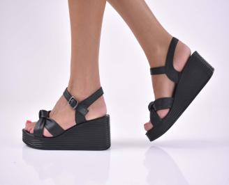 Дамски сандали естествена кожа  черни EOBUVKIBG