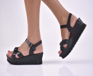 Дамски сандали  естествена кожа  черни EOBUVKIBG