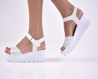 Дамски сандали  естествена кожа  бели EOBUVKIBG