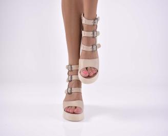 Дамски сандали естествена кожа  бежови EOBUVKIBG
