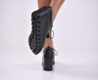 Дамски обувки на платформа естествена кожа естествен хастар с ортопедична стелка черни EOBUVKIBG 3