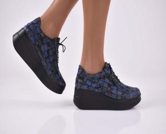 Дамски обувки  естествена кожа сини EOBUVKIBG