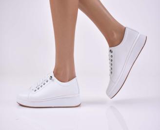 Дамски  обувки естествена кожа с ортопедична стелка бели EOBUVKIBG