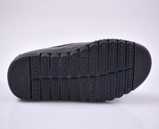 Мъжки спортни обувки естествена кожа с ортопедична стелка черни  EOBUVKIBG