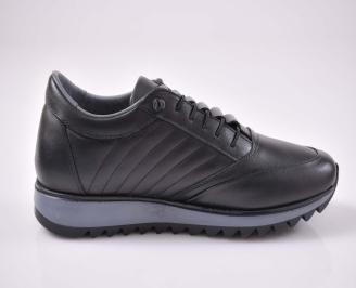 Мъжки спортни обувки естествена кожа  с ортопедична стелка черни EOBUVKIBG