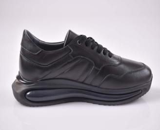 Мъжки спортни обувки естествена кожа естествен хастар с ортопедична стелка черни EOBUVKIBG 3