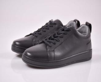 Мъжки спортни обувки естествена кожа естествен хастар с ортопедична стелка черни EOBUVKIBG