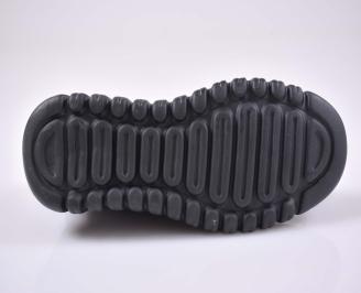 Мъжки спортни обувки естествена кожа с ортопедична стелка черни EOBUVKIBG