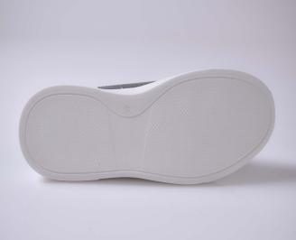 Мъжки спортни обувки естествена кожа  с ортопедична стелка сиви EOBUVKIBG