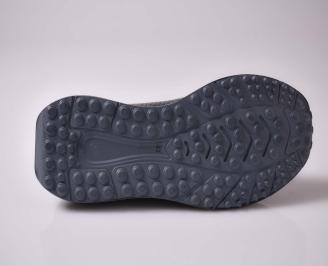 Мъжки спортни обувки естествена кожа с ортопедична стелка сиви EOBUVKIBG