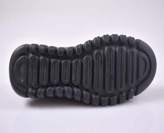 Мъжки спортни обувки естествена кожа  с ортопедична стелка черни EOBUVKIBG
