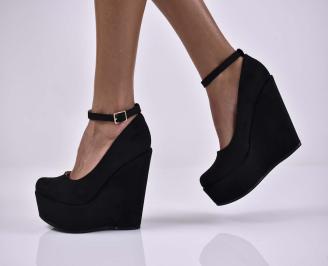 Дамски елегантни обувки на платформа черни EOBUVKIBG