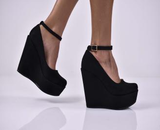 Дамски елегантни обувки на платформа черни EOBUVKIBG