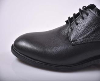 Мъжки ортопедични обувки естествена кожа черни EOBUVKIBG