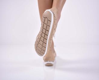 Дамски обувки естествена кожа бежови EOBUVKIBG 3