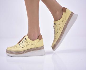 Дамски равни обувки естествена кожа жълти EOBUVKIBG
