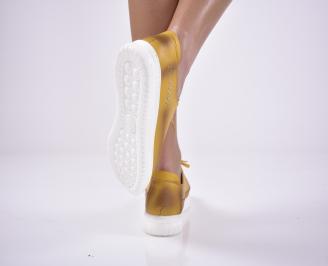 Дамски равни обувки естествена кожа жълти EOBUVKIBG 3