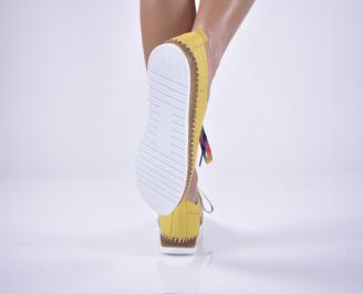 Дамски равни обувки естествена кожа жълти EOBUVKIBG 3