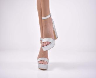 Дамски елегантни сандали в сребристи EOBUVKIBG