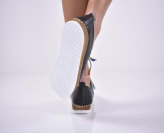 Дамски равни обувки естествена кожа сини EOBUVKIBG 3