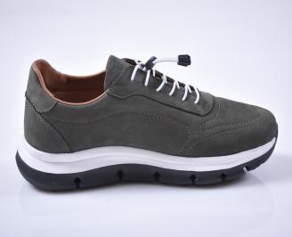 Мъжки спортни обувки естествен набук естествен хастар с ортопедична стелка зелени EOBUVKIBG 3