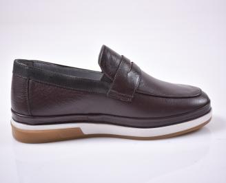 Мъжки спортни обувки естествен набук естествен хастар с ортопедична стелка кафяви EOBUVKIBG 3