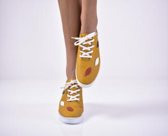 Дамски обувки естествена кожа жълти EOBUVKIBG