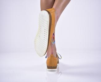 Дамски обувки естествена кожа жълти EOBUVKIBG