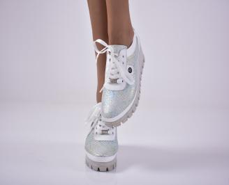 Дамски обувки естествена кожа бели EOBUVKIBG