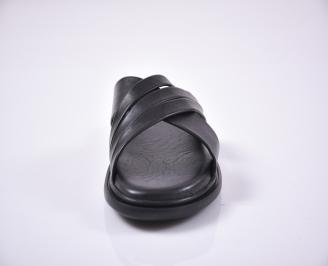 Мъжки чехли естествена кожа черни EOBUVKIBG