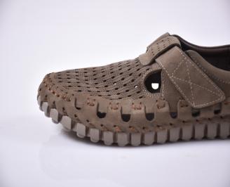 Мъжки сандали естествен набук кафяви EOBUVKIBG