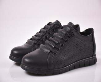 Дамски равни обувки естествена кожа черни  EOBUVKIBG