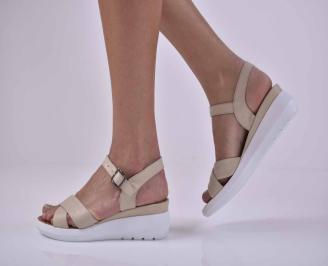 Дамски сандали естествена кожа бежови EOBUVKIBG