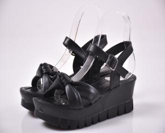 Дамски сандали естествена кожа черни EOBUVKIBG
