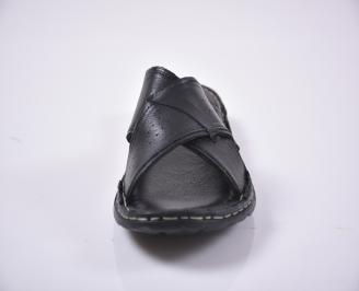 Мъжки чехли естествена кожа черни EOBUVKIBG