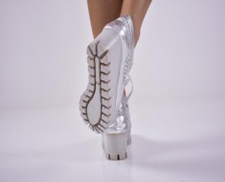 Дамски обувки естествена кожа сребристи EOBUVKIBG 3