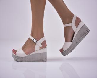 Дамски сандали естествена кожа бели EOBUVKIBG