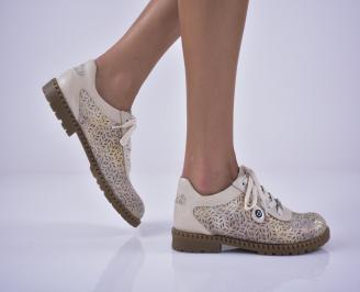Дамски равни обувки естествена кожа бежово EOBUVKIBG