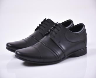Мъжки официални обувки естествена кожа черни EOBUVKIBG