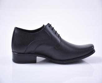 Мъжки официални обувки естествена кожа черни EOBUVKIBG