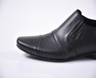 Мъжки официални обувки  естествена кожа черни EOBUVKIBG