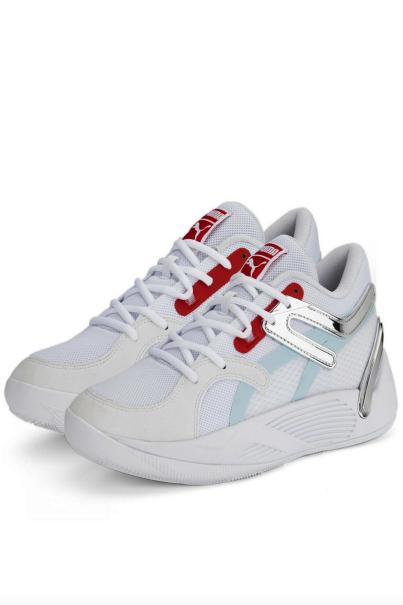 PUMA TRC Blaze Court Basketball Shoes White/Light Aqua