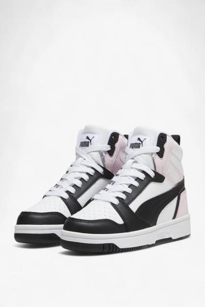 PUMA Rebound V6 Mid Shoes White/Black/Pink